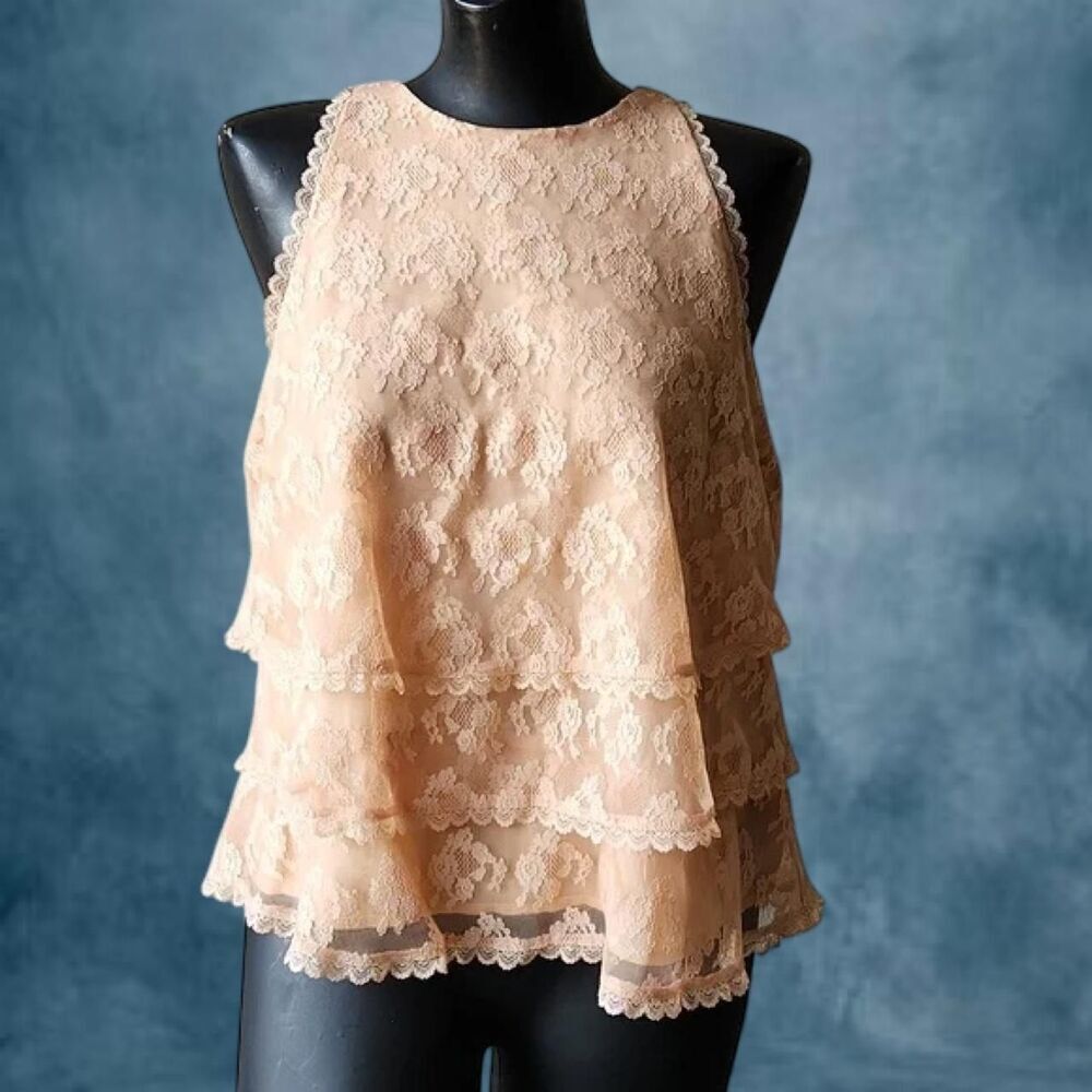 Anthropologie Cottagecore Fairy lace cream Women's Blouse size 0